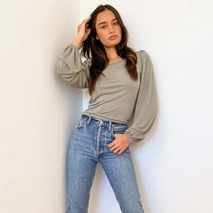 NWT Got Your Back Sage Green Tie Back Long Sleeve Top